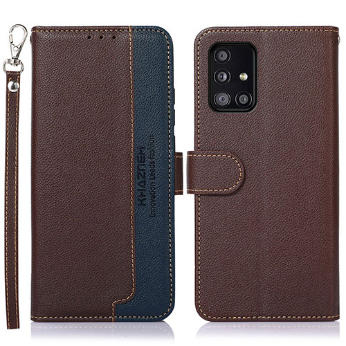 Leather Case Stands Flip Cover Holder A09D for Samsung Galaxy M40S Brown