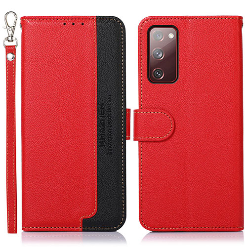 Leather Case Stands Flip Cover Holder A09D for Samsung Galaxy S20 FE 4G Red