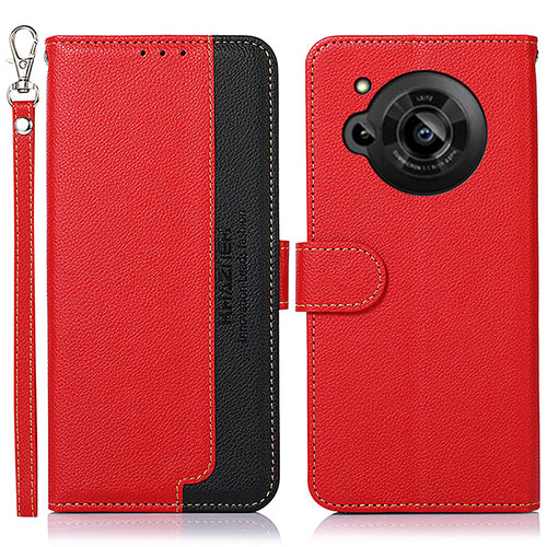 Leather Case Stands Flip Cover Holder A09D for Sharp Aquos R7 Red