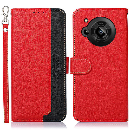 Leather Case Stands Flip Cover Holder A09D for Sharp Aquos R7s Red