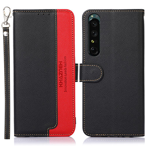 Leather Case Stands Flip Cover Holder A09D for Sony Xperia 1 V Black