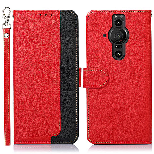 Leather Case Stands Flip Cover Holder A09D for Sony Xperia PRO-I Red