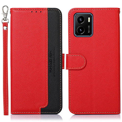 Leather Case Stands Flip Cover Holder A09D for Vivo Y10 Red