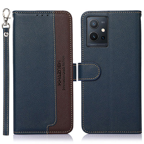 Leather Case Stands Flip Cover Holder A09D for Vivo Y30 5G Blue