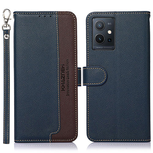 Leather Case Stands Flip Cover Holder A09D for Vivo Y33e 5G Blue