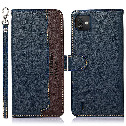 Leather Case Stands Flip Cover Holder A09D for Wiko Y82 Blue