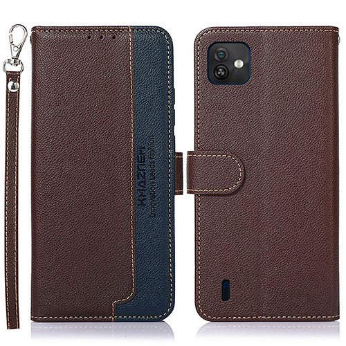 Leather Case Stands Flip Cover Holder A09D for Wiko Y82 Brown