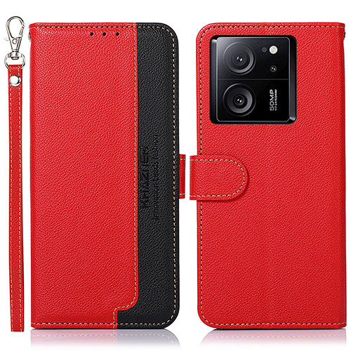 Leather Case Stands Flip Cover Holder A09D for Xiaomi Mi 13T 5G Red