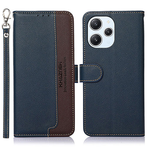 Leather Case Stands Flip Cover Holder A09D for Xiaomi Redmi 12 4G Blue