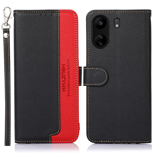 Leather Case Stands Flip Cover Holder A09D for Xiaomi Redmi 13C Black