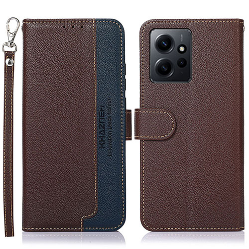 Leather Case Stands Flip Cover Holder A09D for Xiaomi Redmi Note 12 4G Brown