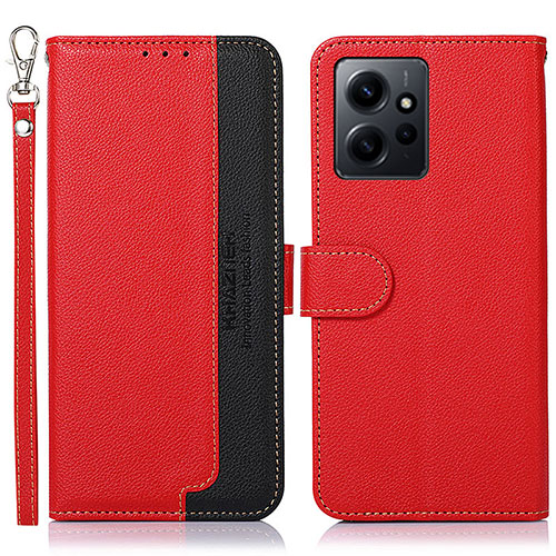 Leather Case Stands Flip Cover Holder A09D for Xiaomi Redmi Note 12 4G Red