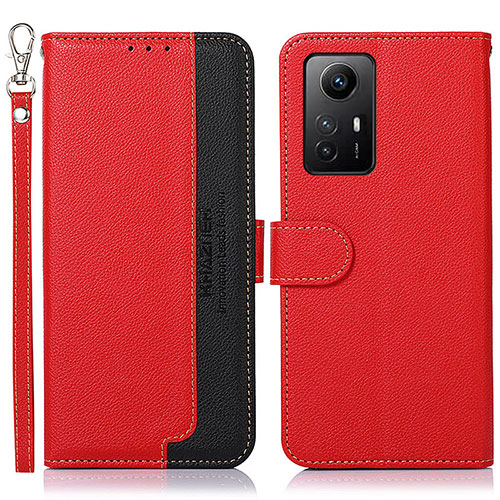 Leather Case Stands Flip Cover Holder A09D for Xiaomi Redmi Note 12S Red