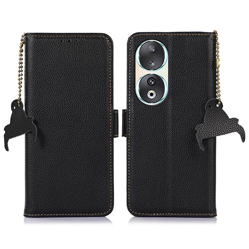 Leather Case Stands Flip Cover Holder A10D for Huawei Honor 90 5G Black