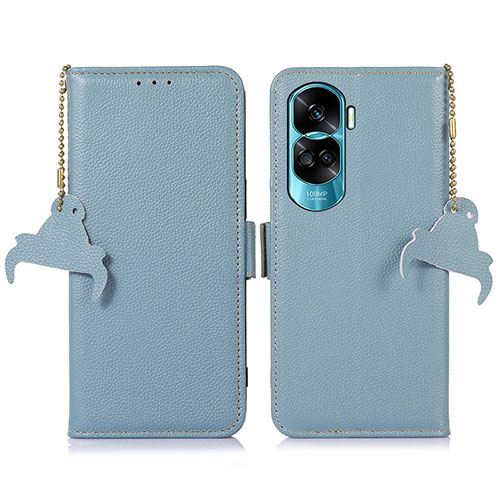 Leather Case Stands Flip Cover Holder A10D for Huawei Honor 90 Lite 5G Mint Blue