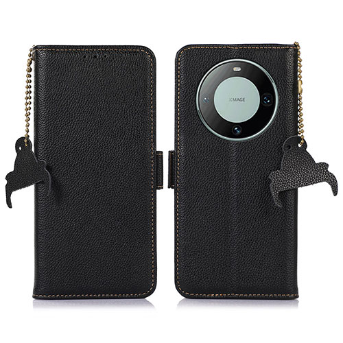 Leather Case Stands Flip Cover Holder A10D for Huawei Mate 60 Black