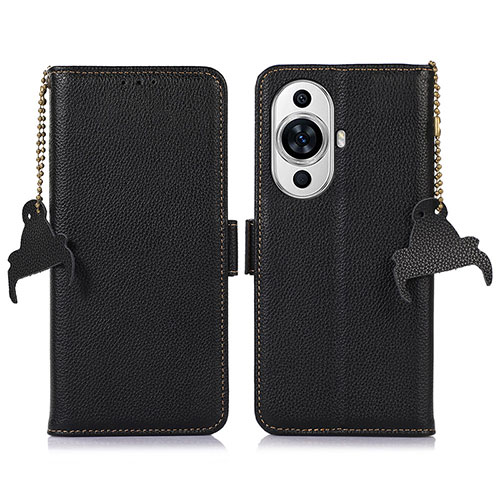 Leather Case Stands Flip Cover Holder A10D for Huawei Nova 11 Black