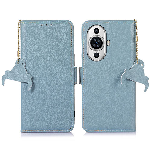 Leather Case Stands Flip Cover Holder A10D for Huawei Nova 11 Mint Blue