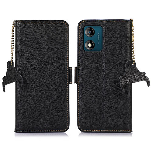 Leather Case Stands Flip Cover Holder A10D for Motorola Moto E13 Black