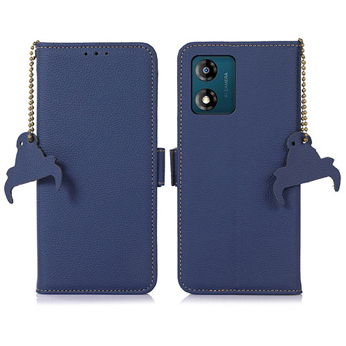 Leather Case Stands Flip Cover Holder A10D for Motorola Moto E13 Blue