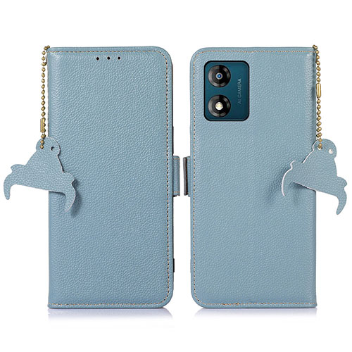 Leather Case Stands Flip Cover Holder A10D for Motorola Moto E13 Mint Blue