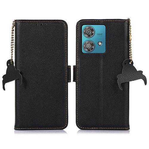Leather Case Stands Flip Cover Holder A10D for Motorola Moto Edge 40 Neo 5G Black