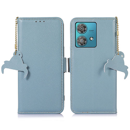 Leather Case Stands Flip Cover Holder A10D for Motorola Moto Edge 40 Neo 5G Mint Blue