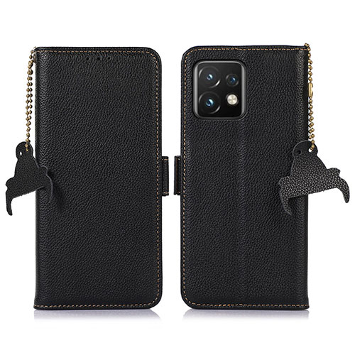 Leather Case Stands Flip Cover Holder A10D for Motorola Moto Edge 40 Pro 5G Black