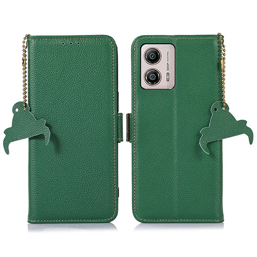 Leather Case Stands Flip Cover Holder A10D for Motorola Moto G53 5G Green