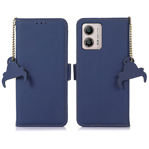 Leather Case Stands Flip Cover Holder A10D for Motorola Moto G53j 5G Blue