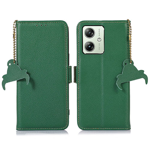 Leather Case Stands Flip Cover Holder A10D for Motorola Moto G54 5G Green