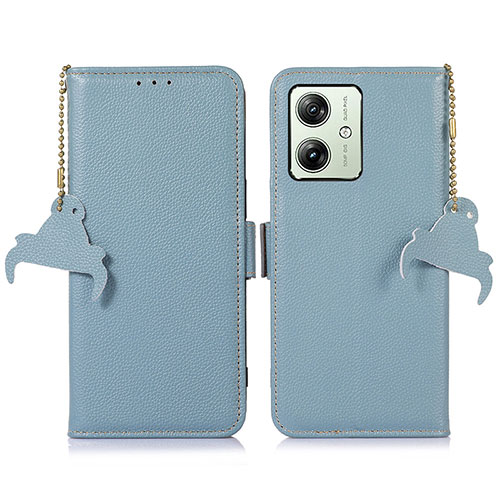 Leather Case Stands Flip Cover Holder A10D for Motorola Moto G54 5G Mint Blue