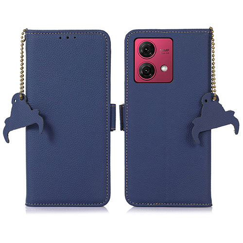 Leather Case Stands Flip Cover Holder A10D for Motorola Moto G84 5G Blue