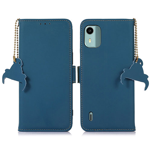 Leather Case Stands Flip Cover Holder A10D for Nokia C12 Blue