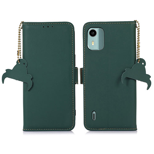 Leather Case Stands Flip Cover Holder A10D for Nokia C12 Green