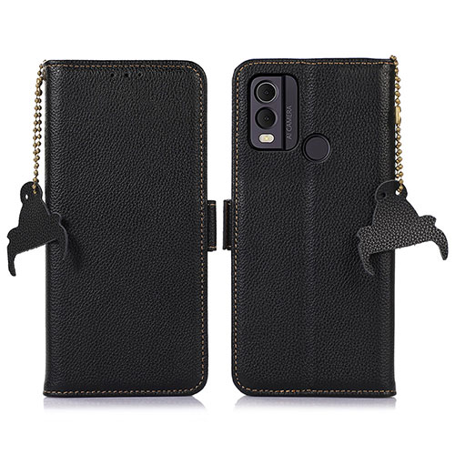 Leather Case Stands Flip Cover Holder A10D for Nokia C22 Black