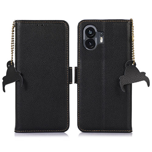 Leather Case Stands Flip Cover Holder A10D for Nothing Phone 2 Black