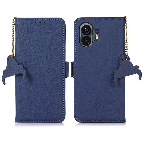 Leather Case Stands Flip Cover Holder A10D for Nothing Phone 2 Blue