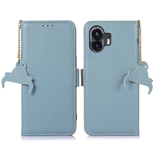 Leather Case Stands Flip Cover Holder A10D for Nothing Phone 2 Mint Blue