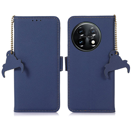 Leather Case Stands Flip Cover Holder A10D for OnePlus 11 5G Blue