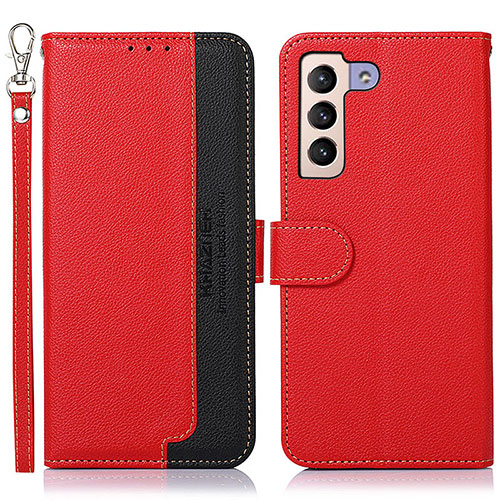 Leather Case Stands Flip Cover Holder A10D for Samsung Galaxy S21 Plus 5G Red