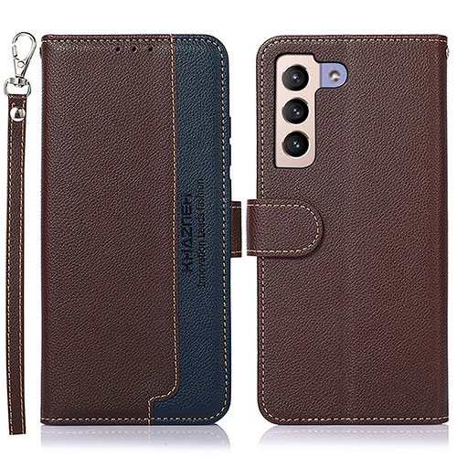 Leather Case Stands Flip Cover Holder A10D for Samsung Galaxy S25 5G Brown