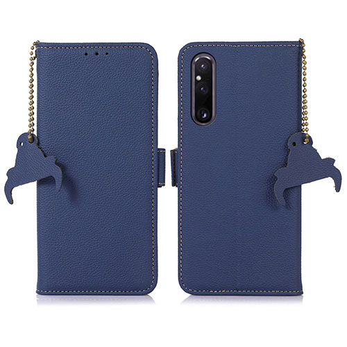 Leather Case Stands Flip Cover Holder A10D for Sony Xperia 1 V Blue