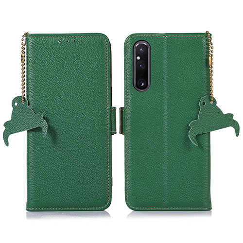 Leather Case Stands Flip Cover Holder A10D for Sony Xperia 1 V Green