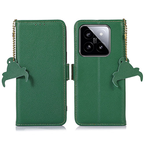 Leather Case Stands Flip Cover Holder A10D for Xiaomi Mi 14 5G Green