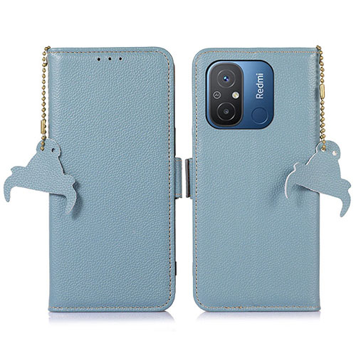 Leather Case Stands Flip Cover Holder A10D for Xiaomi Poco C55 Sky Blue