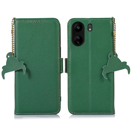 Leather Case Stands Flip Cover Holder A10D for Xiaomi Poco C65 Green