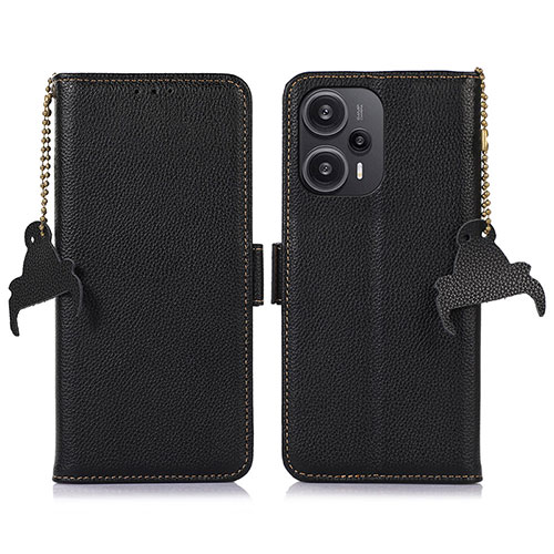 Leather Case Stands Flip Cover Holder A10D for Xiaomi Poco F5 5G Black