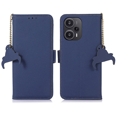 Leather Case Stands Flip Cover Holder A10D for Xiaomi Poco F5 5G Blue