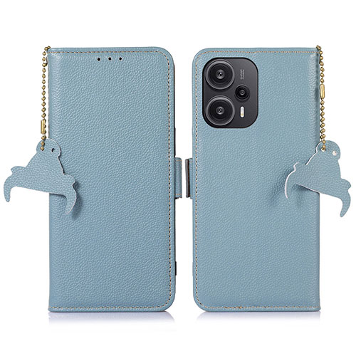 Leather Case Stands Flip Cover Holder A10D for Xiaomi Poco F5 5G Mint Blue